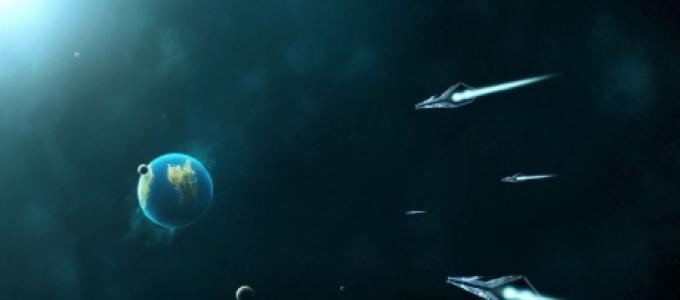 Огромные космические корабли летят к земле К земле приближается флот пришельцев