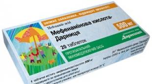 Acid mefenamic - instrucțiuni de utilizare, indicații și contraindicații Instrucțiuni pentru acid mefenamic pentru copii de doi ani